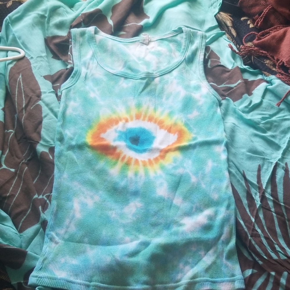 COPY - All seeing tie dye tank top, hippie, gypsy, comfy